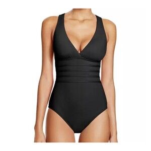 La Blanca Island Goddess One Piece Swimsuit Black Size 6 New With Tags